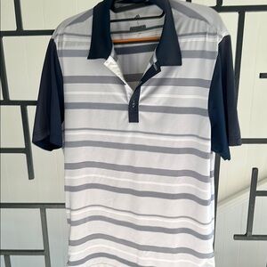 PGA Tour Blue and White Polo Shirt Sporty Striped Design